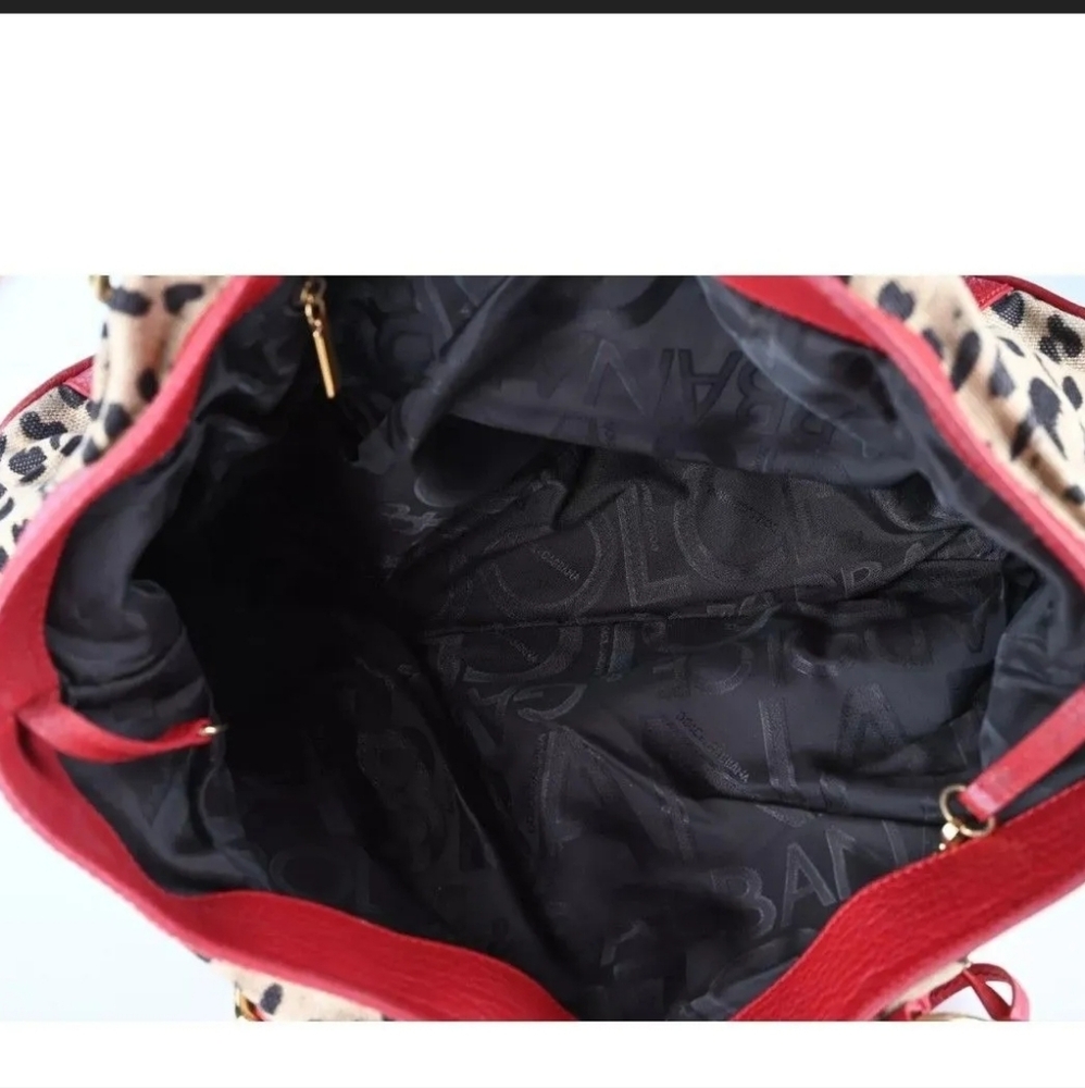 Dolce & Gabbana Cheetah Print Red Brown Large Shoulder Bag - Picture 4 of 5